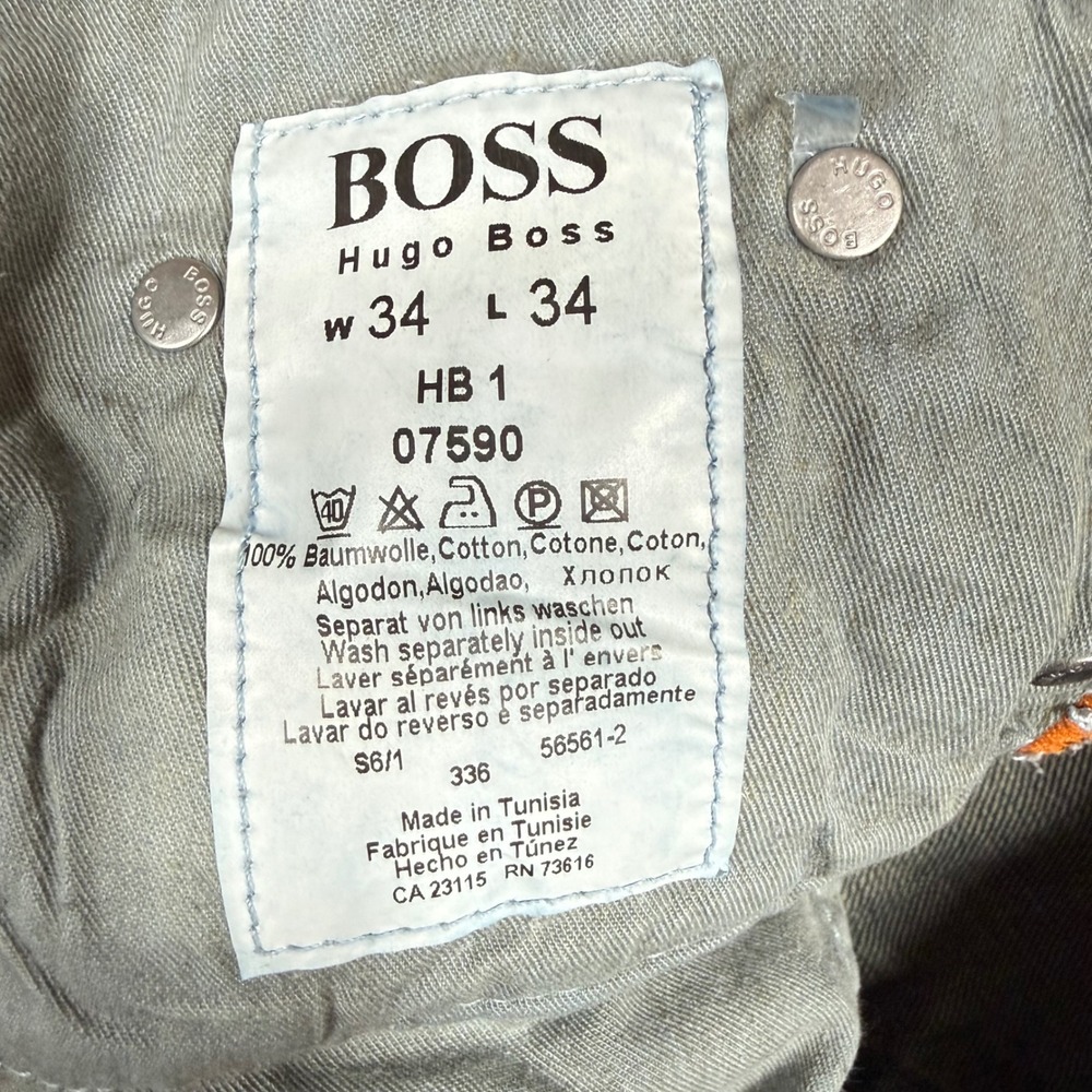Hugo Boss HB1 Mens 34x34 Straight Leg Blue Denim Jeans Button Fly Orange Label - Picture 10 of 15